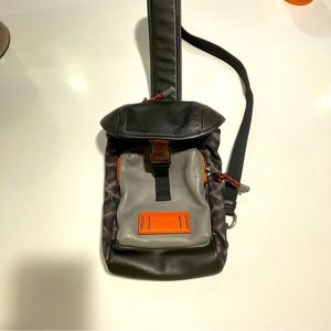 COACH - Mens Orange, Black, Camo, Leather Sling Pack, Over Shoulder Crossbody